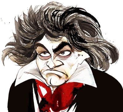 German composer Ludwig van Beethoven; caricature by Neale Osborne